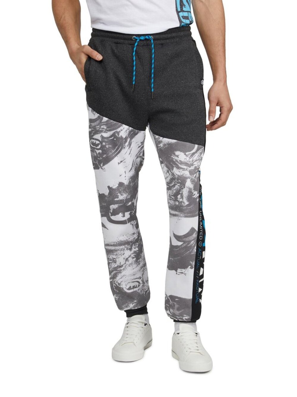 Ecko Unltd Men’s Sweatpants – Marble Colorblock Panel Stitched Fleece Jogger XL